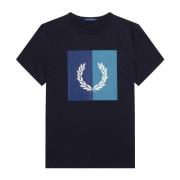 Fred Perry Grafisk T-shirt med Laurel-kransmönster Blue, Herr