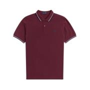 Fred Perry Slim Fit Twin Tipped Polo i Glacier Carbon Blue Red, Herr