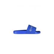 Givenchy Sommarstil Uppgradering: Blå Logo Slides Blue, Herr