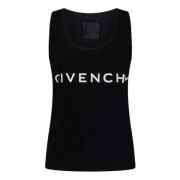 Givenchy Svart Ärmlös Topp med Archetype Print Black, Dam