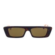 Gucci Rektangulära solglasögon med Havana/Orange ram och brunaylonlins...