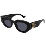 Gucci Geometric Cat-Eye Sungles Black, Dam