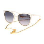 Gucci Lättviktiga Cat-Eye Solglasögon med GG-Kedja White, Dam