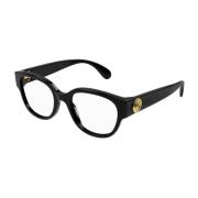 Gucci Round Acetate Frame with Button Detail Black, Unisex
