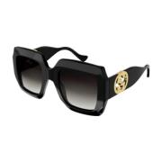 Gucci Oversized Fyrkantiga Solglasögon GG1022S-006-Black Black, Dam