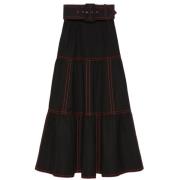 Gucci top-stitch midi kjol Black, Dam