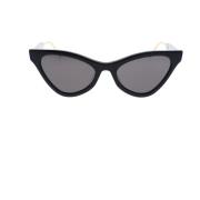 Gucci Elegant Cat-Eye Solglasögon med Webbmotiv Black, Dam