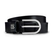 Hugo Boss Italienskt Läderbälte med Stack Logo Loop Black, Herr