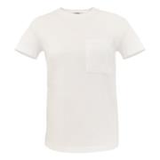 Max Mara Tidlös Vit T-shirt med Bröstficka White, Dam
