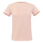 Max Mara Tidlös feminin T-shirt med monogram och blommig brodyr Pink, ...