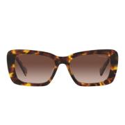 Miu Miu Rektangulära solglasögon med bruna gradientlinser och guldlogg...