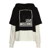 Moschino Tvåfärgad Huvtröja med logotyp och huva White, Dam