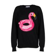 Moschino Flamingo Jacquard Tröja Black, Dam