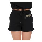 Moschino Korta shorts med logotryck och strdekoration Black, Dam