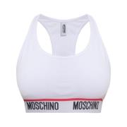 Moschino Crop top med logotyp White, Dam