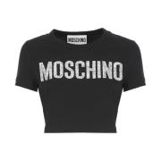 Moschino Snygg Svart Bomull Crop T-shirt för Kvinnor Black, Dam