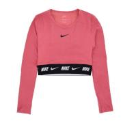 Nike Crop Tape Långärmad Top Pink, Dam