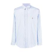 Ralph Lauren Blå Button-Down Skjorta med Broderad Logotyp Blue, Herr