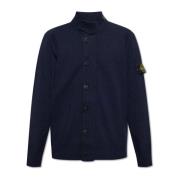 Stone Island Cardigan med logotyp Blue, Herr