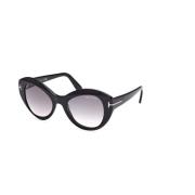 Tom Ford Svarta solglasögon med gradient rökfärgade linser Black, Unis...