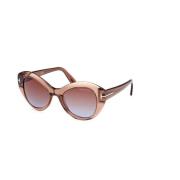 Tom Ford Mörkbruna solglasögon med gradientbruna linser Brown, Unisex