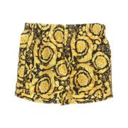 Versace Silk Twill Barock Pyjama Shorts Yellow, Herr