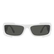 Versace Rektangulära solglasögon med mörkgrå lins och vit ram White, U...