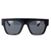 Versace Rektangulära solglasögon med mörkgrå lins och svart båge Black...