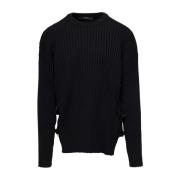 Versace Svarta Sweaters med Spänne Look Black, Herr