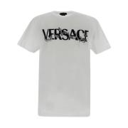 Versace Logo Writing Print T-shirt White, Herr