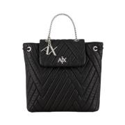 Armani Exchange Svart Bucket Bag Ryggsäck med Icke-Avtagbar Dekoration...