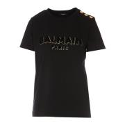 Balmain Dam Rund Hals Logo T-Shirt Black, Dam