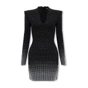 Balmain Klänning med glänsande kristaller Black, Dam