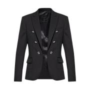 Balmain Double-breasted wool blazer Black, Herr