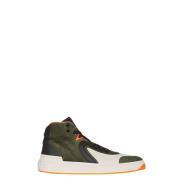 Balmain Khaki & White High-Top Sneakers Green, Herr