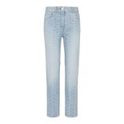 Balmain Monogrammärkta straight-cut denim jeans Blue, Dam