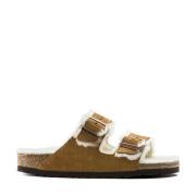 Birkenstock Shearling-fodrade Arizona Sandaler White, Dam