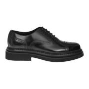 Dolce & Gabbana Premium Svarta Läder Oxford Snörskor Black, Herr