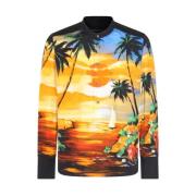 Dolce & Gabbana Grafiskt Tryck Hawaii Skjorta Yellow, Herr