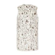 Dolce & Gabbana Leopard Print Faux-Fur Gilet White, Dam