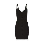 Dolce & Gabbana Svart V-ringad Stretch Miniklänning Black, Dam