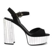 Dolce & Gabbana Högklackade sandaler med ankelrem Black, Dam