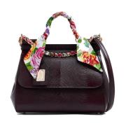 Dolce & Gabbana Sicily Dauphine Handväska med Siden Scarf Detaljer Red...