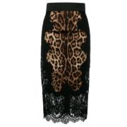 Dolce & Gabbana Leopardmönstrad pennkjol Black, Dam