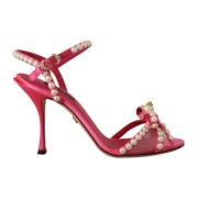 Dolce & Gabbana Glamorösa Rosa Satin Pärla Kristallklackar Pink, Dam