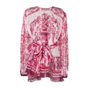 Dolce & Gabbana Elegant Sidenblus för Kvinnor Pink, Dam