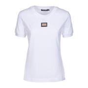 Dolce & Gabbana Vita T-shirts och Polos med Pinaforemetal Bredd White,...