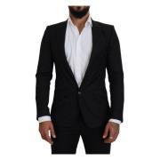 Dolce & Gabbana Svart ullformell kappa Martini blazer Black, Herr