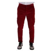 Dolce & Gabbana Röda Corduroy Cargo Skinny Byxor Red, Herr