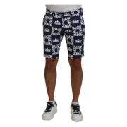 Dolce & Gabbana Blå Logo Print Chinos Shorts Blue, Herr